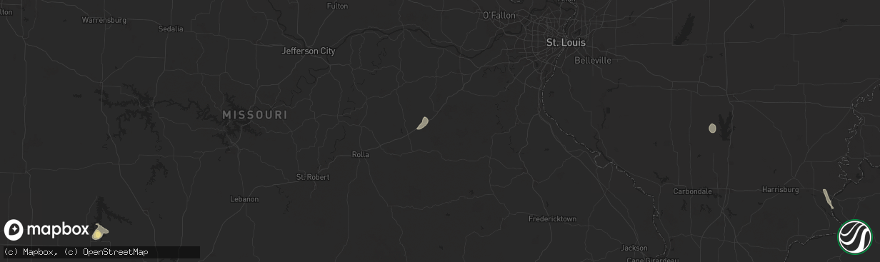 Hail map in Bourbon, MO on July 12, 2024