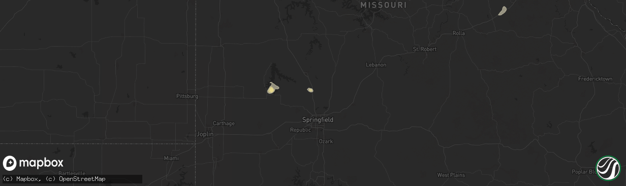 Hail map in Brighton, MO on July 12, 2024