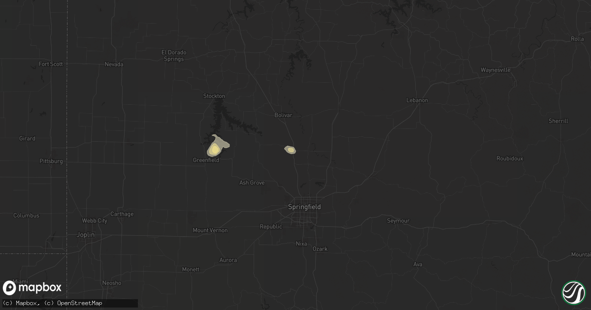 Hail map in Brighton, MO on July 12, 2024