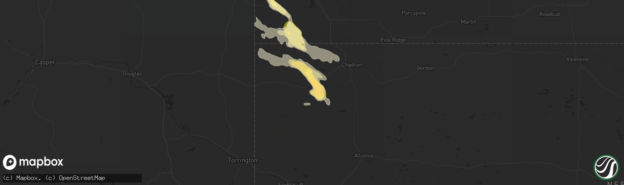 Hail map in Crawford, NE on July 12, 2024