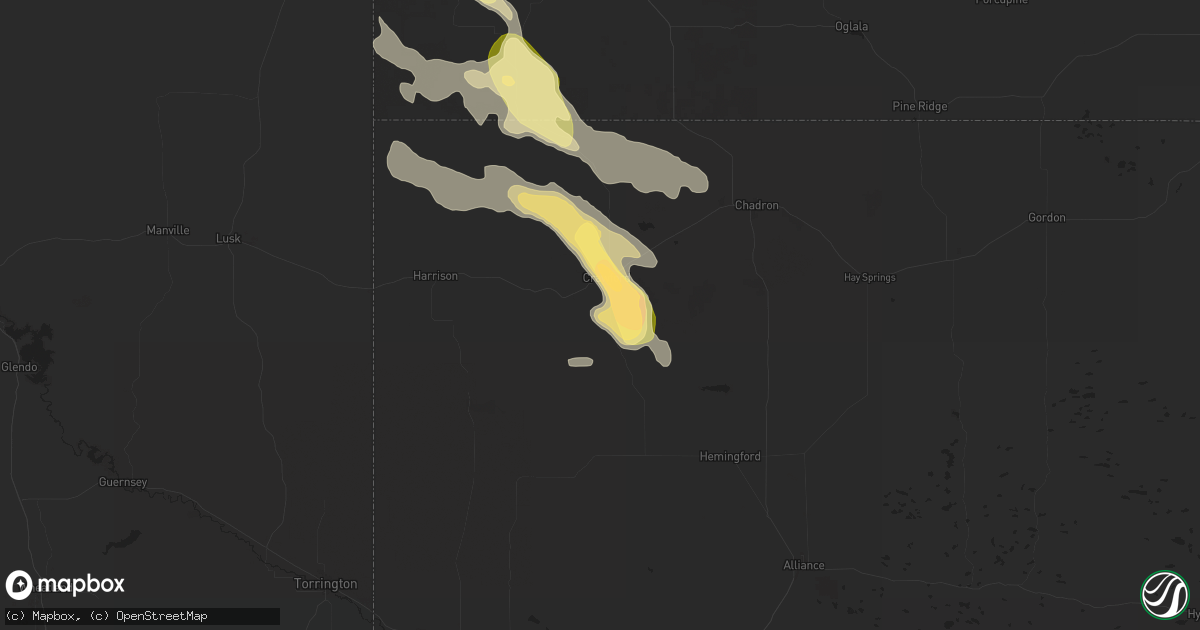 Hail map in Crawford, NE on July 12, 2024