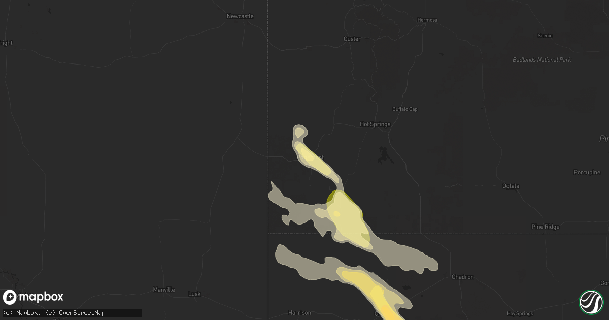 Hail map in Edgemont, SD on July 12, 2024