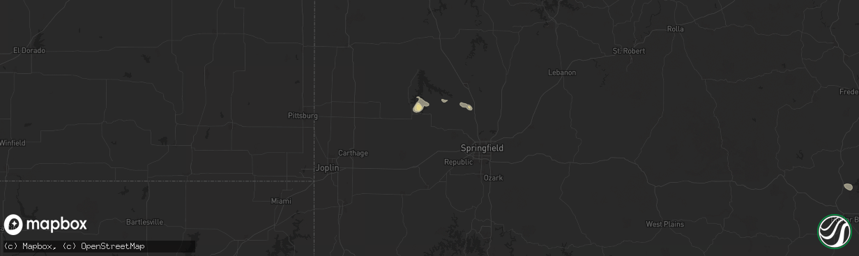 Hail map in Everton, MO on July 12, 2024