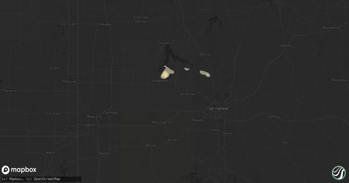 Hail map in Everton, MO on July 12, 2024