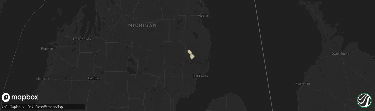 Hail map in Glennie, MI on July 12, 2024