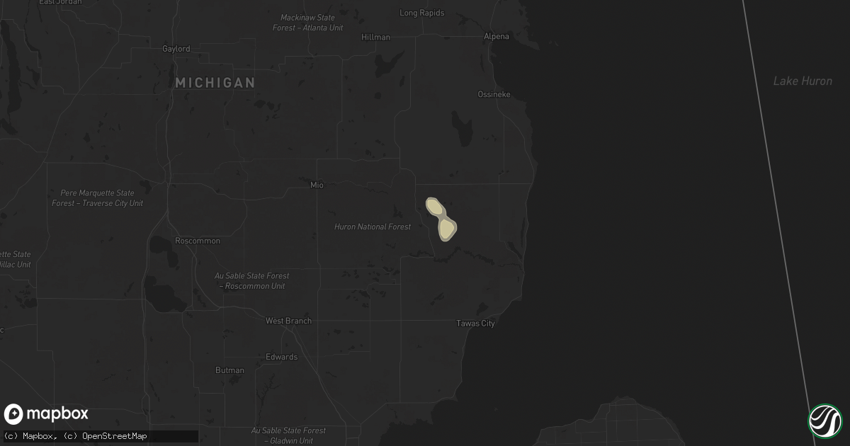 Hail map in Glennie, MI on July 12, 2024