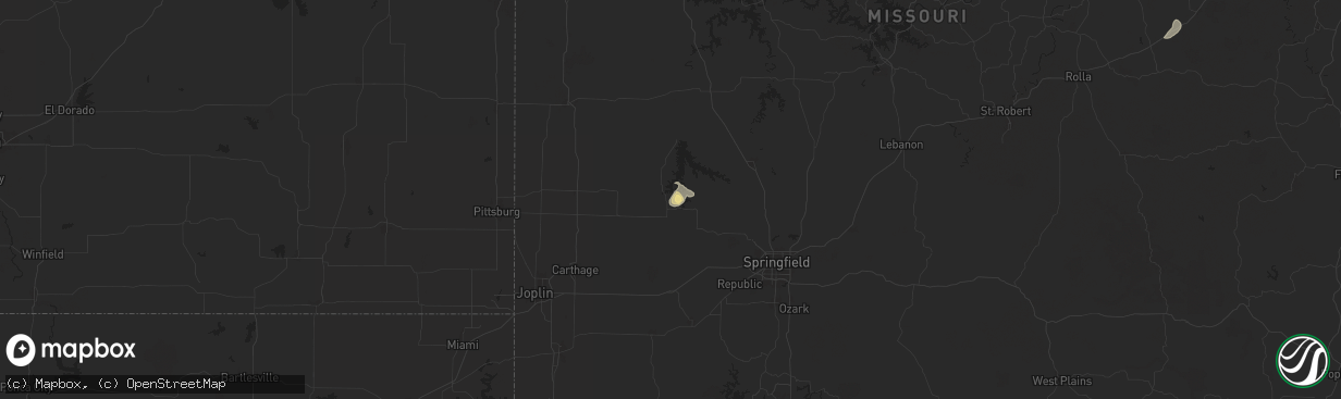 Hail map in Greenfield, MO on July 12, 2024