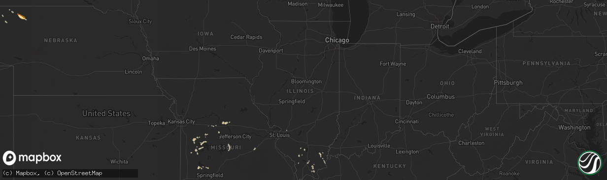 Hail map in Illinois on July 12, 2024