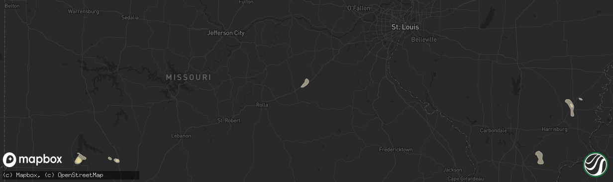 Hail map in Leasburg, MO on July 12, 2024