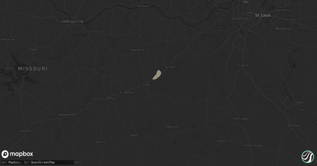 Hail map in Leasburg, MO on July 12, 2024
