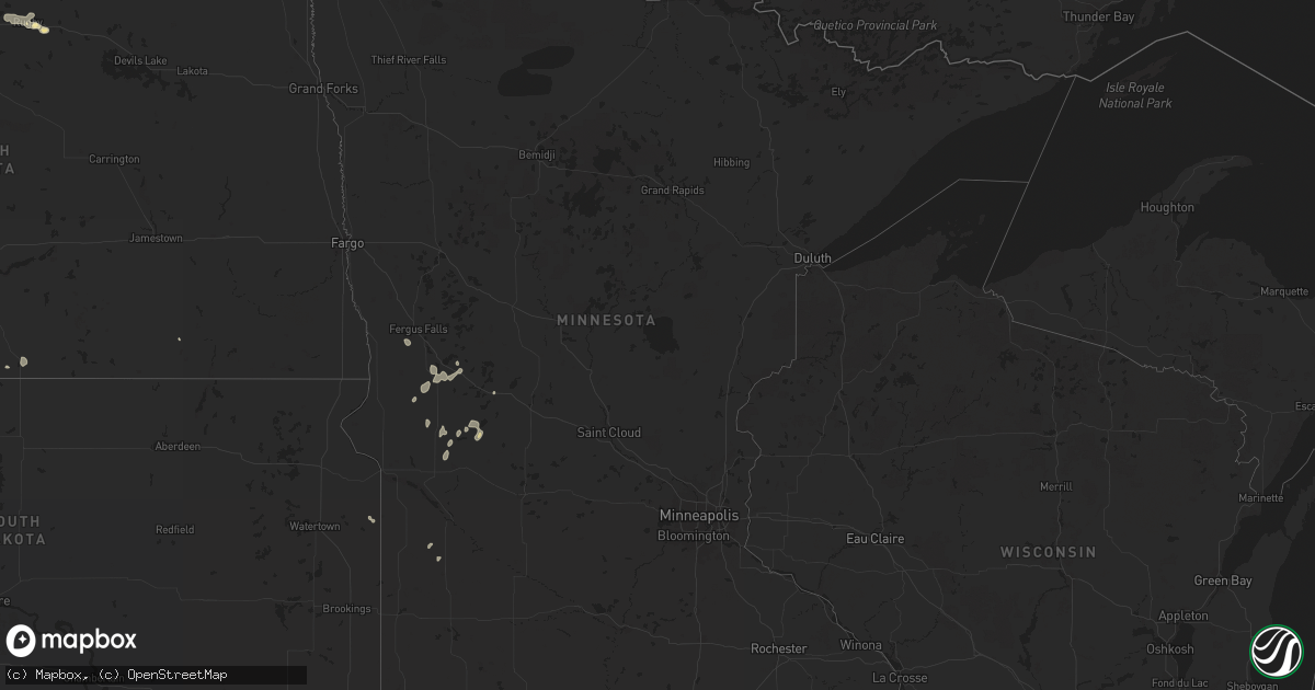 Hail map in Minnesota on July 12, 2024