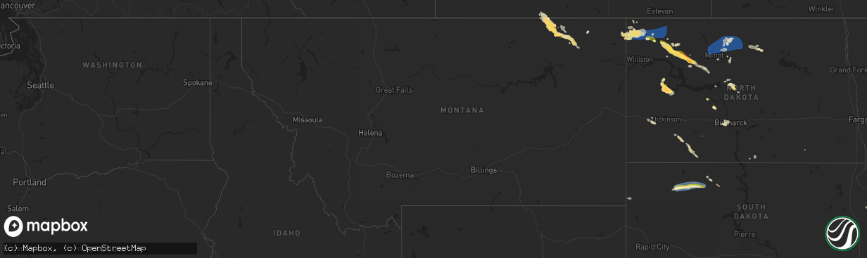 Hail map in Montana on July 12, 2024