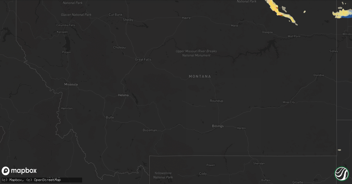 Hail map in Montana on July 12, 2024