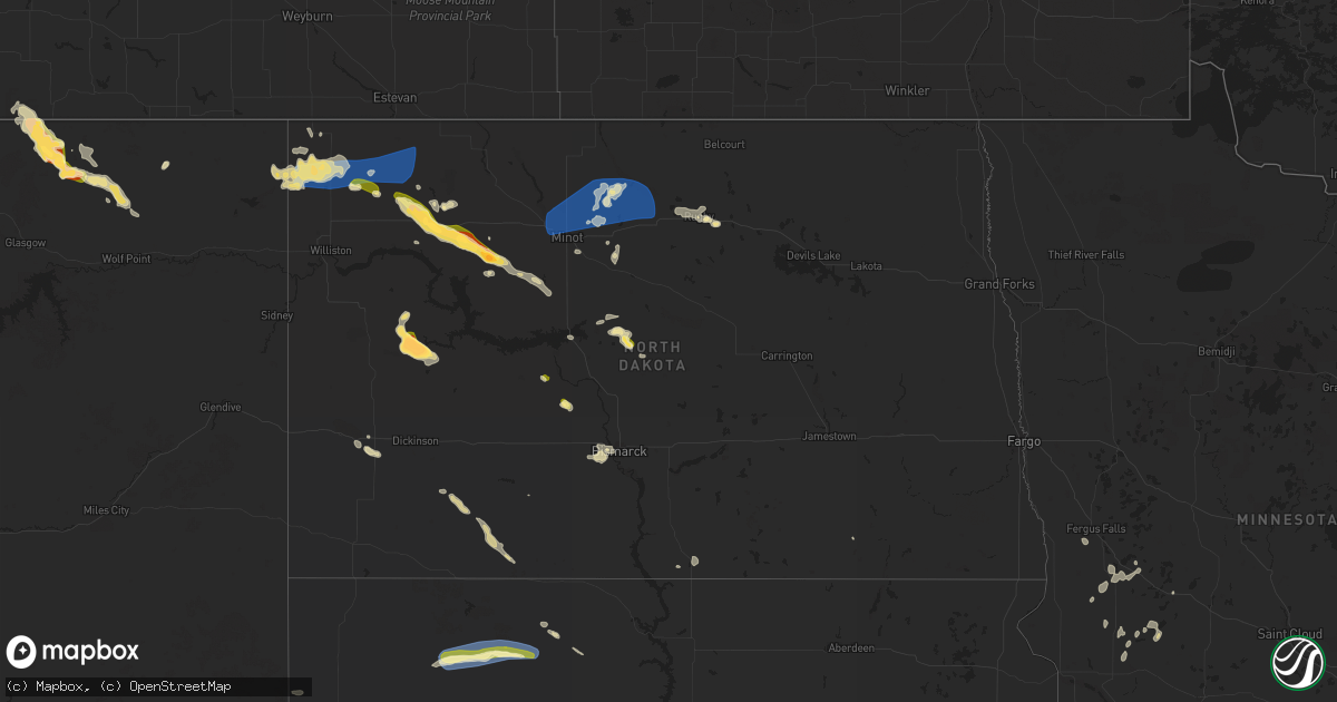 Hail map in North Dakota on July 12, 2024