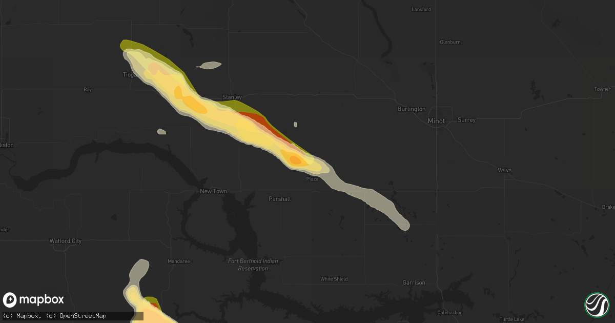 Hail map in Plaza, ND on July 12, 2024