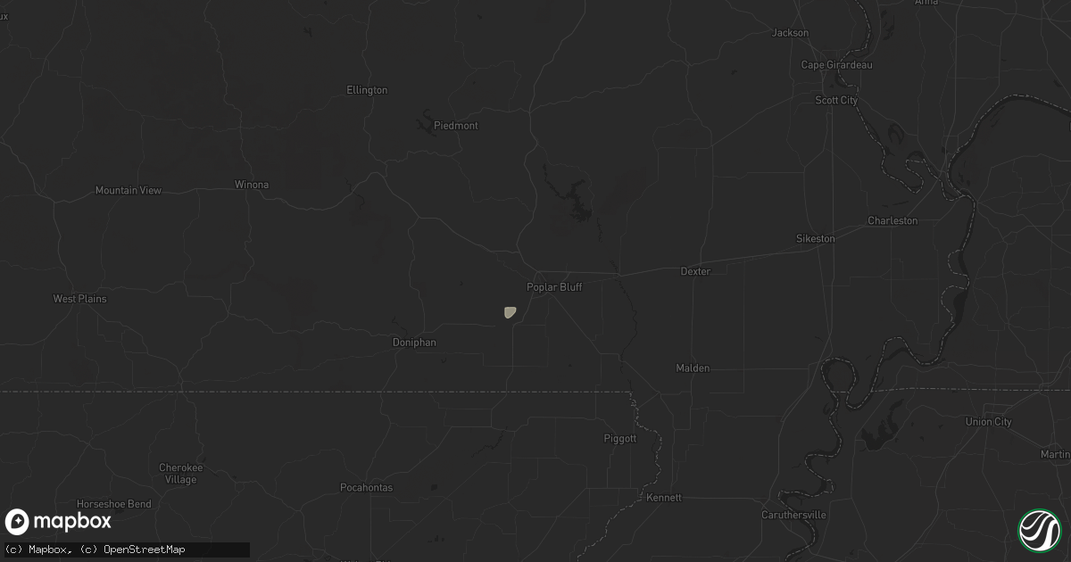 Hail map in Poplar Bluff, MO on July 12, 2024