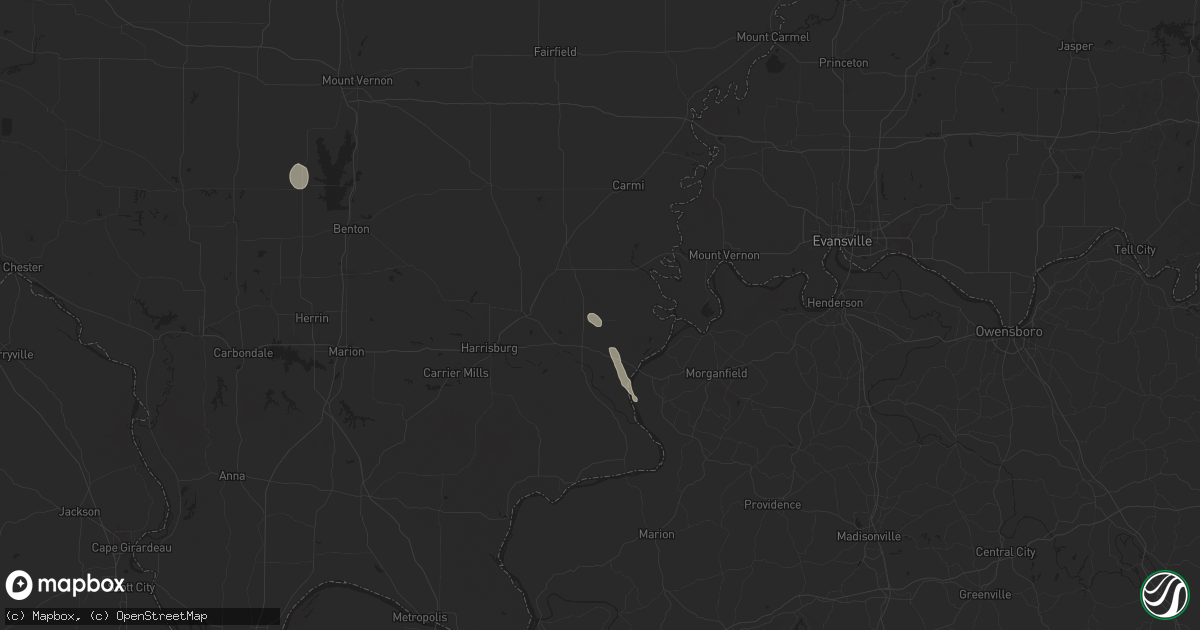 Hail map in Ridgway, IL on July 12, 2024