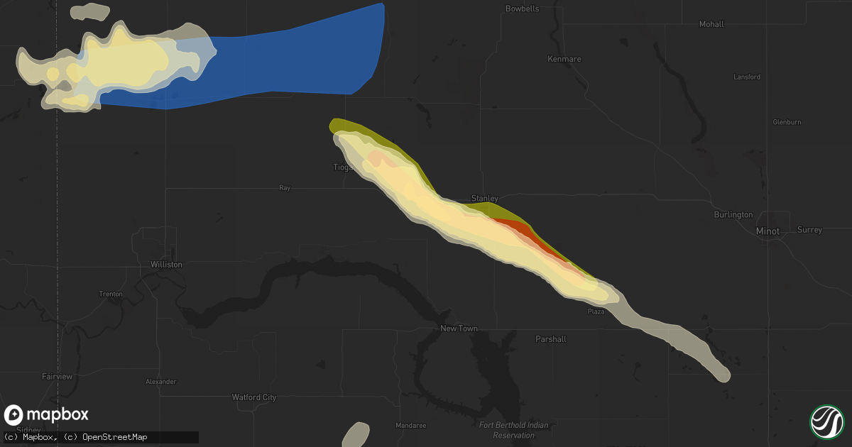 Hail map in Ross, ND on July 12, 2024