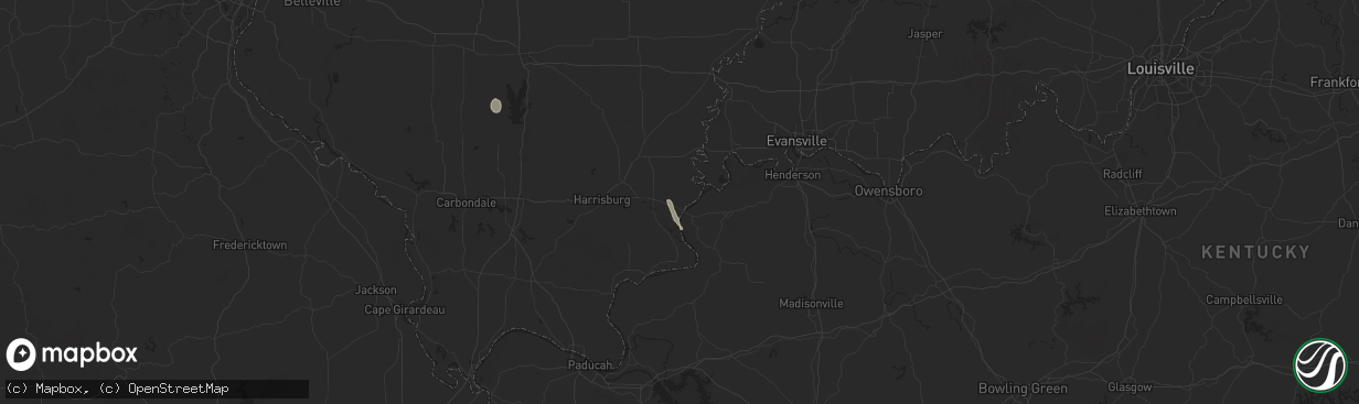 Hail map in Shawneetown, IL on July 12, 2024