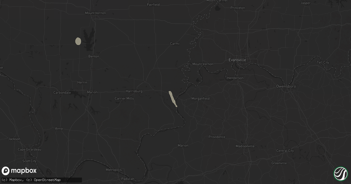Hail map in Shawneetown, IL on July 12, 2024