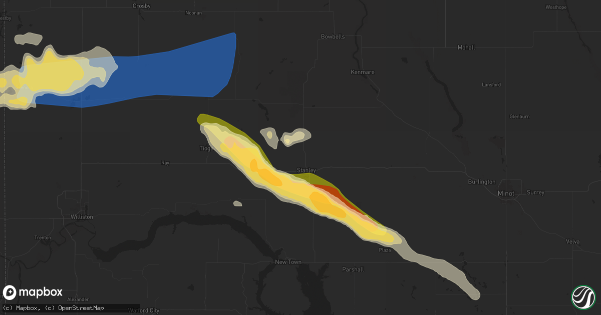 Hail map in Stanley, ND on July 12, 2024
