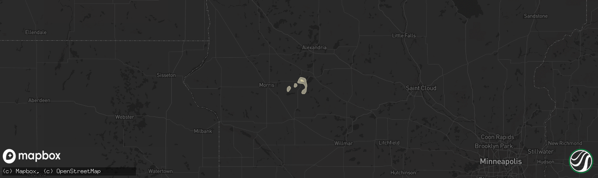 Hail map in Starbuck, MN on July 12, 2024