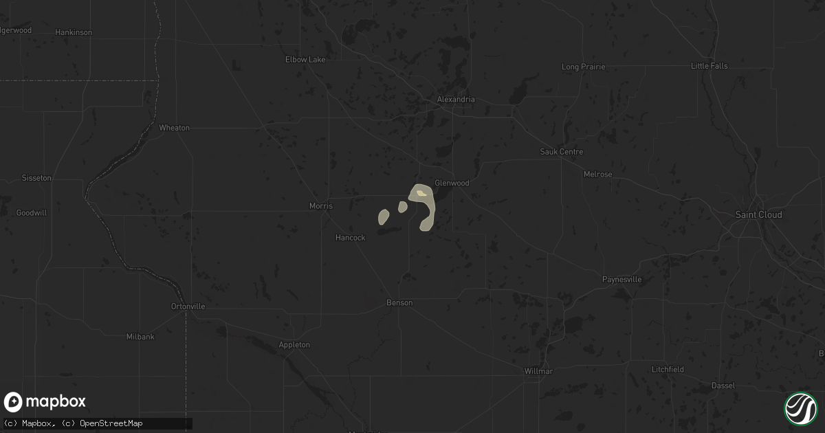 Hail map in Starbuck, MN on July 12, 2024