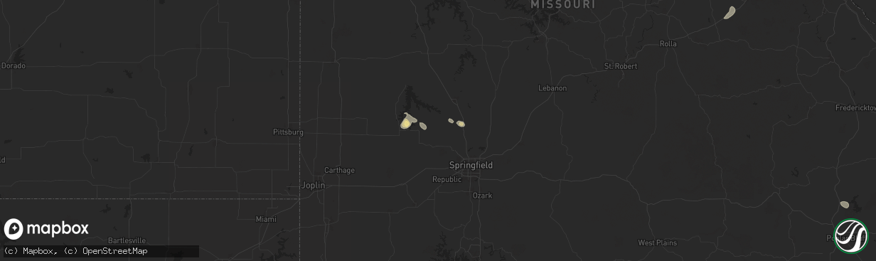 Hail map in Walnut Grove, MO on July 12, 2024