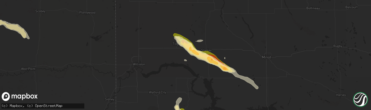 Hail map in White Earth, ND on July 12, 2024