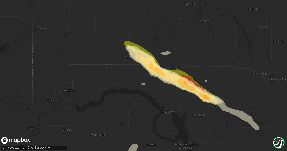Hail map in White Earth, ND on July 12, 2024