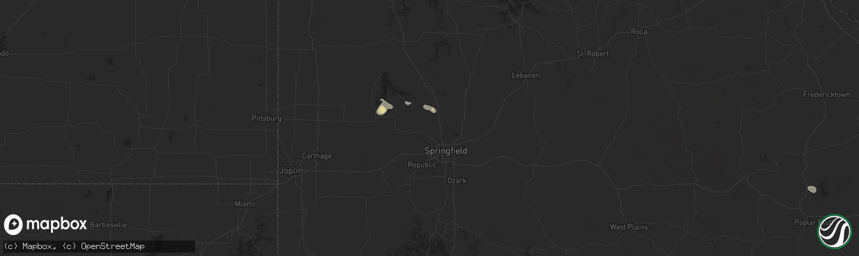 Hail map in Willard, MO on July 12, 2024