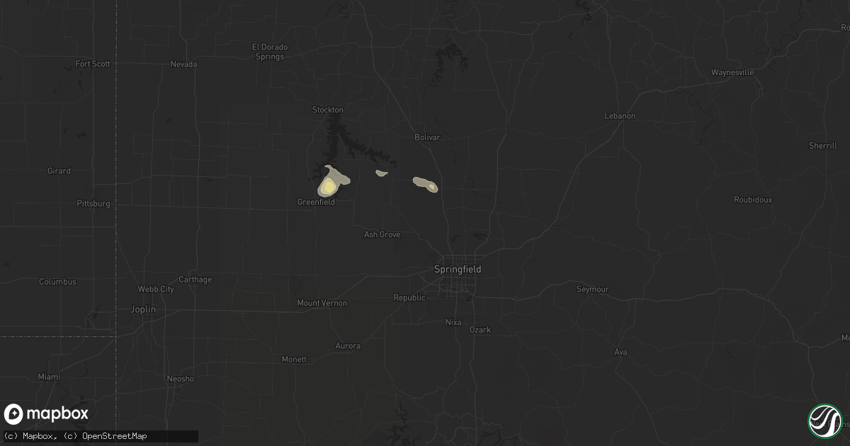 Hail map in Willard, MO on July 12, 2024