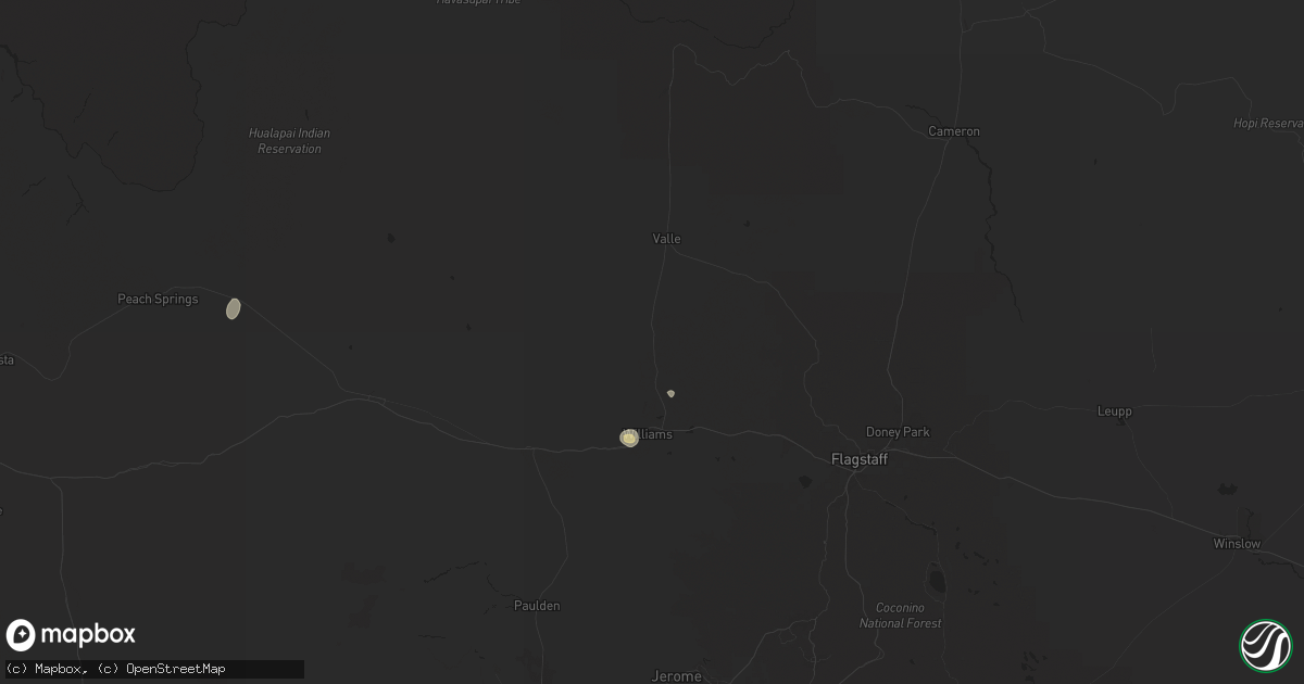 Hail map in Williams, AZ on July 12, 2024