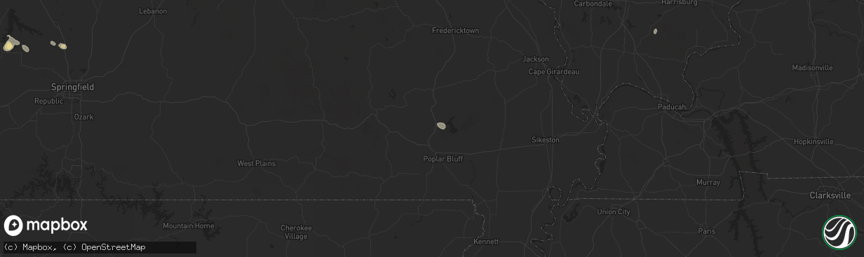 Hail map in Williamsville, MO on July 12, 2024