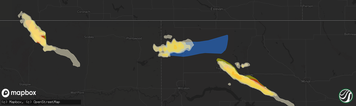 Hail map in Zahl, ND on July 12, 2024