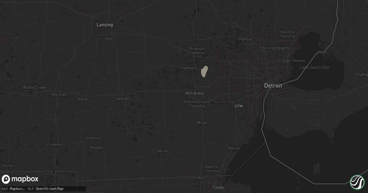 Hail map in Ann Arbor, MI on July 12, 2025