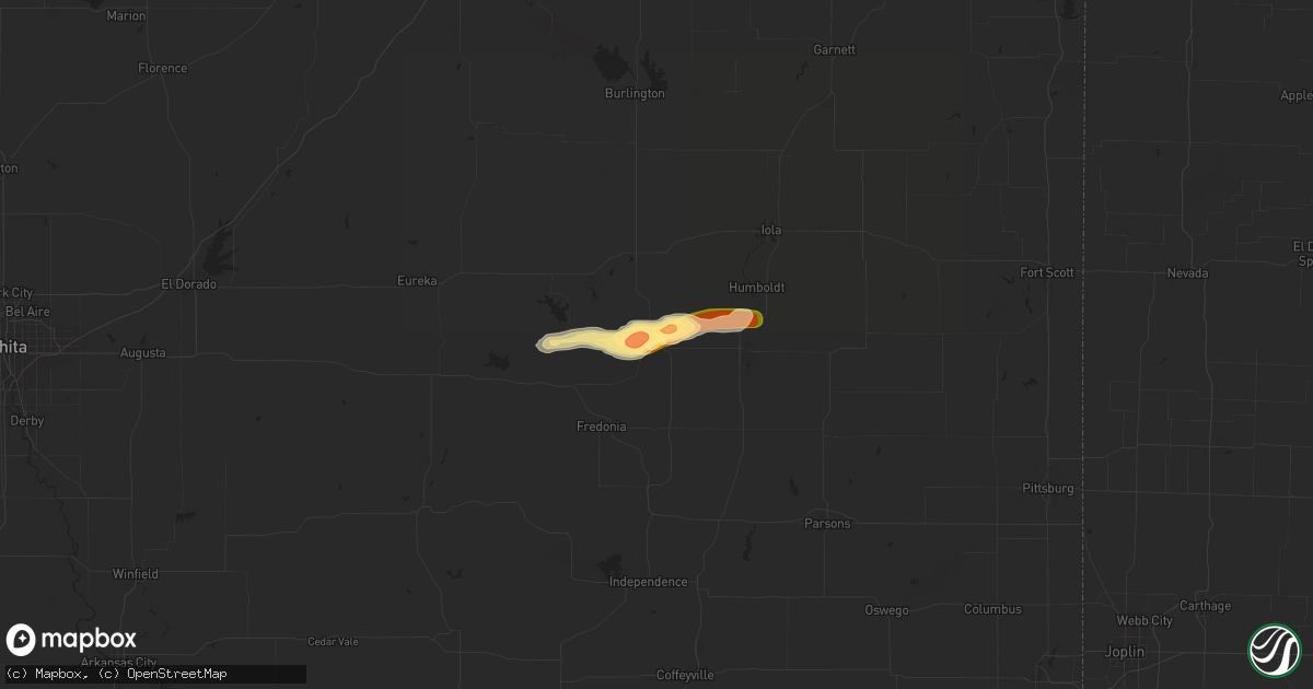 Hail map in Buffalo, KS on July 12, 2025