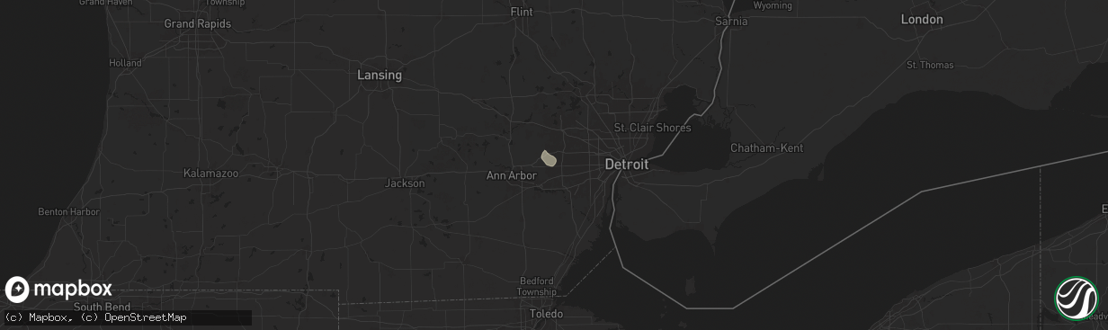 Hail map in Canton, MI on July 12, 2025
