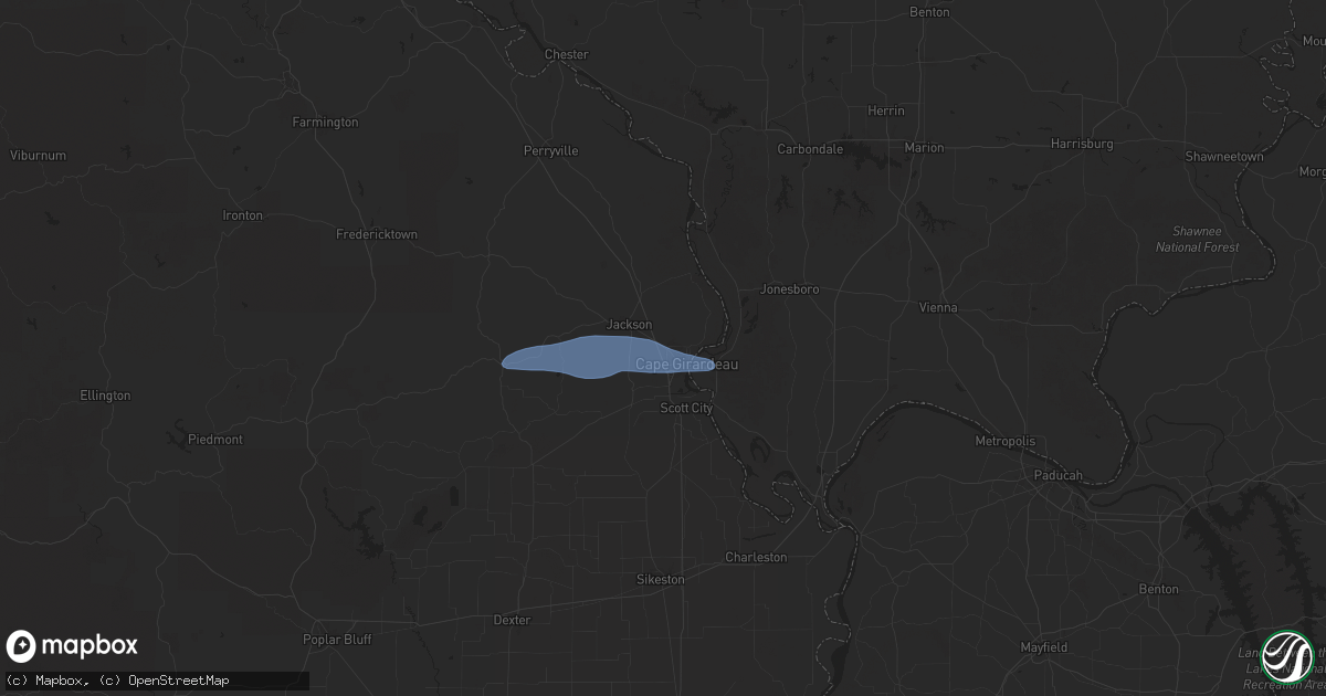Hail map in Cape Girardeau, MO on July 12, 2025