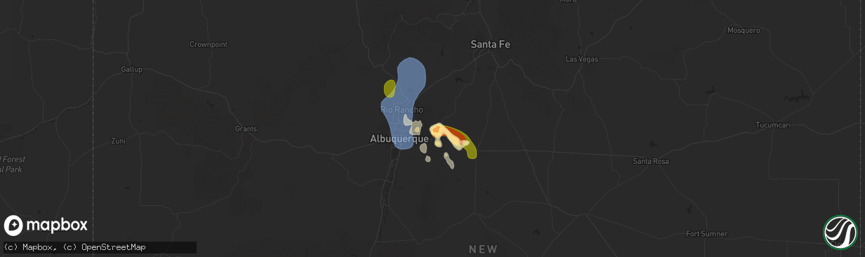Hail map in Cedar Crest, NM on July 12, 2025