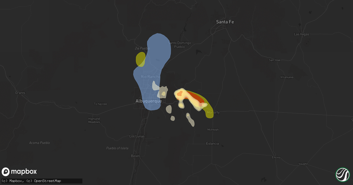 Hail map in Cedar Crest, NM on July 12, 2025