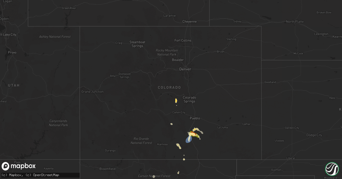 Hail map in Colorado on July 12, 2025