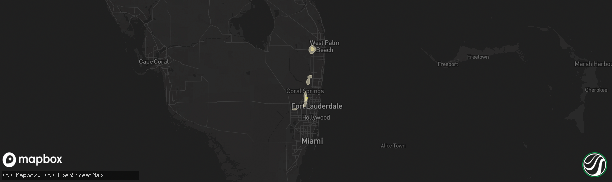 Hail map in Coral Springs, FL on July 12, 2025