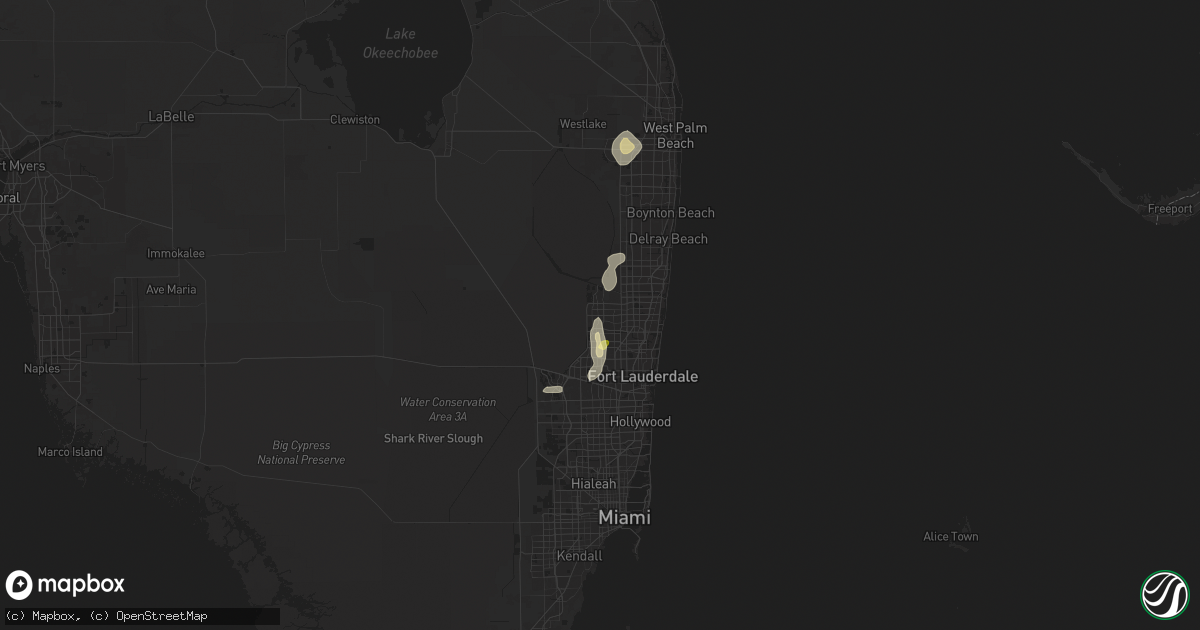 Hail map in Coral Springs, FL on July 12, 2025