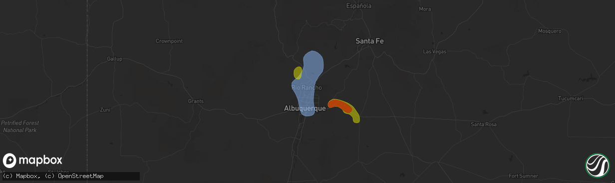 Hail map in Corrales, NM on July 12, 2025