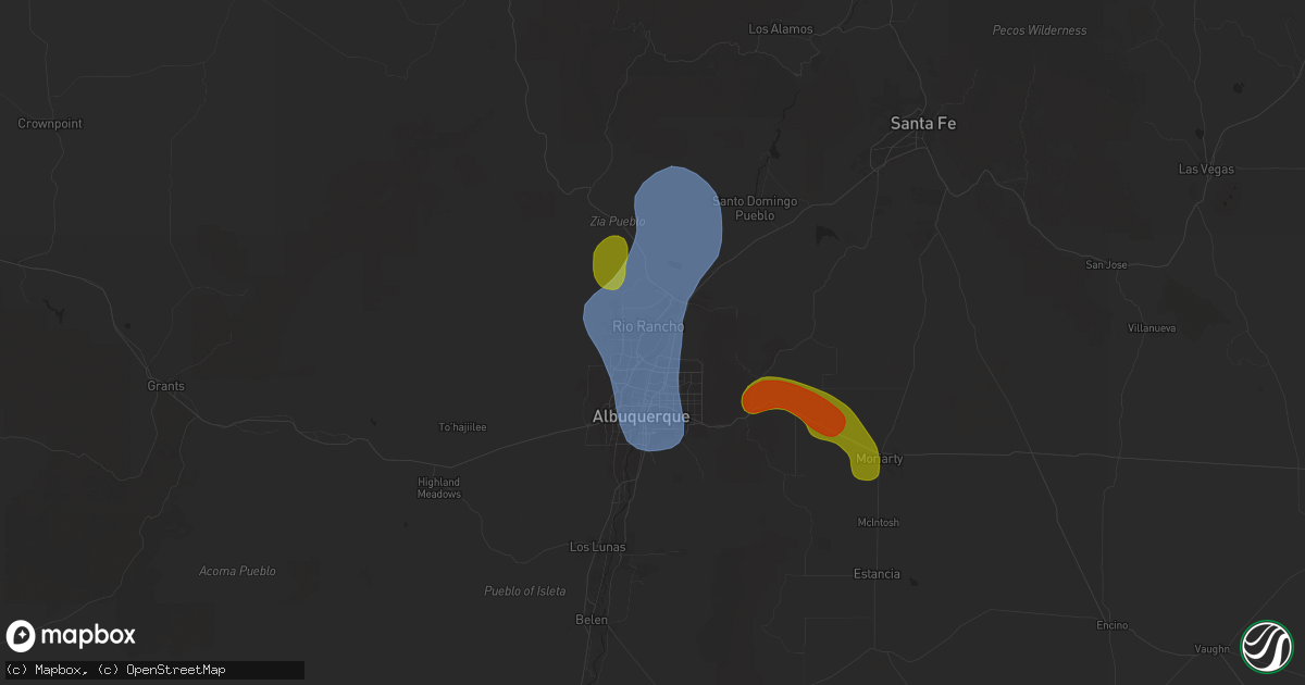 Hail map in Corrales, NM on July 12, 2025