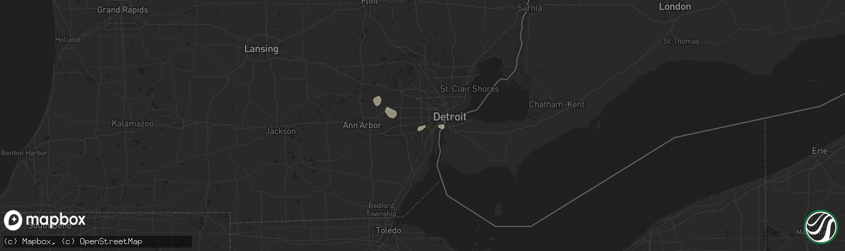 Hail map in Dearborn Heights, MI on July 12, 2025
