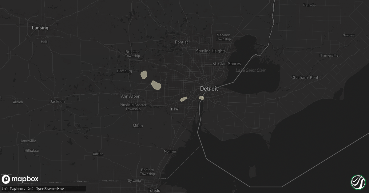 Hail map in Dearborn Heights, MI on July 12, 2025