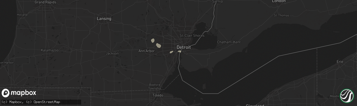 Hail map in Ecorse, MI on July 12, 2025