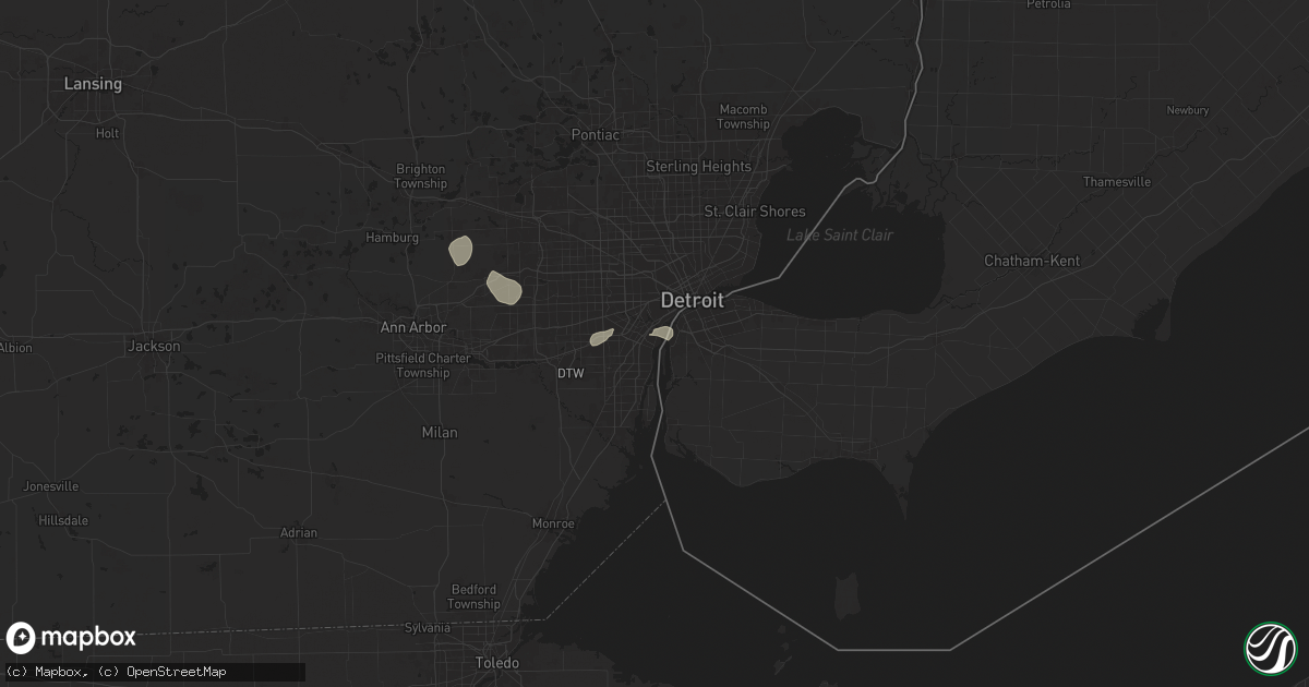 Hail map in Ecorse, MI on July 12, 2025